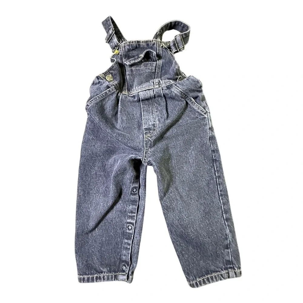 Winnie the Pooh Denim Overalls Snap Side Vintage‎ Toddler 2T Disney